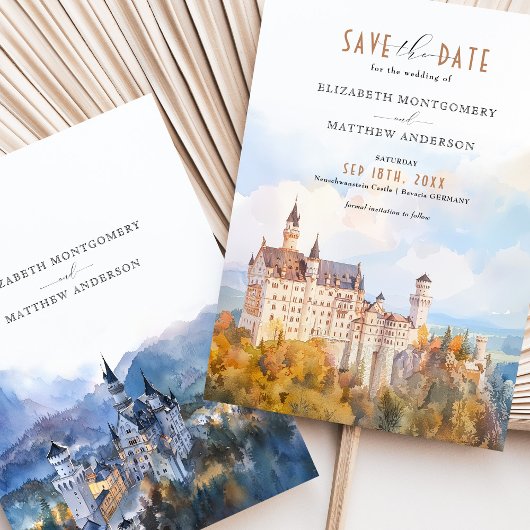 Mairytale Neuschwanstein Burg Save the Date Karte