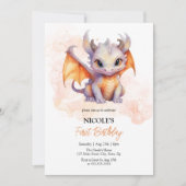 Mairytale Niedlich Baby Dragon Kindergeburtstag Einladung (Vorderseite)