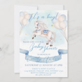 Mairytale Pony Stars Balloons Baby Shower Boy Einladung (Vorderseite)