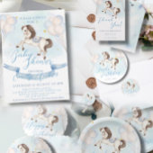 Mairytale Pony Stars Blue Balloons Baby Dusche Einladung