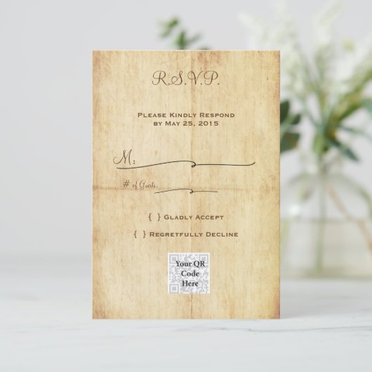 Mairytale UAWG Portriat WIth QR-Code - Brauner Tex Einladung (Stehend Vorderseite)