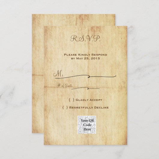 Mairytale UAWG Portriat WIth QR-Code - Brauner Tex Einladung (Vorne/Hinten)