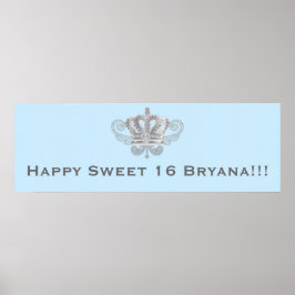 Mairytale Vintag Crown Royal Blue Birthday Banner Poster