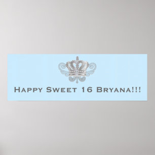 Mairytale Vintag Crown Royal Blue Birthday Banner Poster
