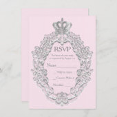 Mairytale Vintag Princess Pink Royal RSVP Card Einladung (Vorne/Hinten)