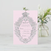 Mairytale Vintag Princess Pink Royal RSVP Card Einladung (Stehend Vorderseite)