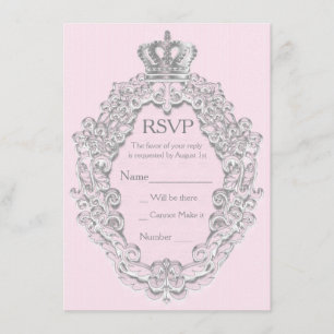 Mairytale Vintag Princess Pink Royal RSVP Card Einladung