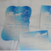 Mairytale Wedding Carriage Peacock Blue Einladung