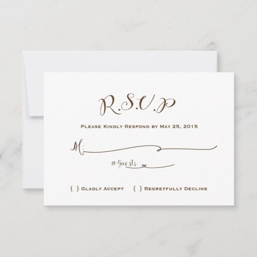 Mairytale Wedding RSVP - Brauner Text Karte (Vorderseite)