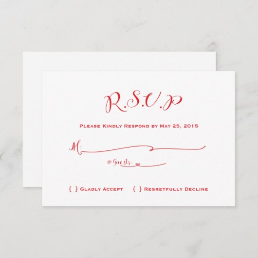 Mairytale Wedding RSVP - Roter Text (Vorne/Hinten)