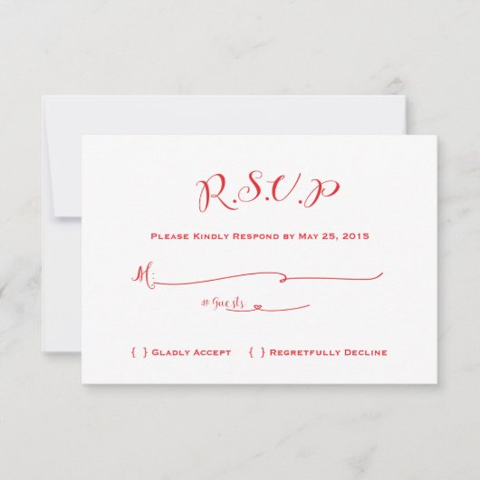 Mairytale Wedding RSVP - Roter Text Karte (Vorderseite)