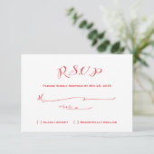 Mairytale Wedding RSVP - Roter Text Karte (Stehend Vorderseite)