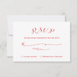 Mairytale Wedding RSVP - Roter Text Karte