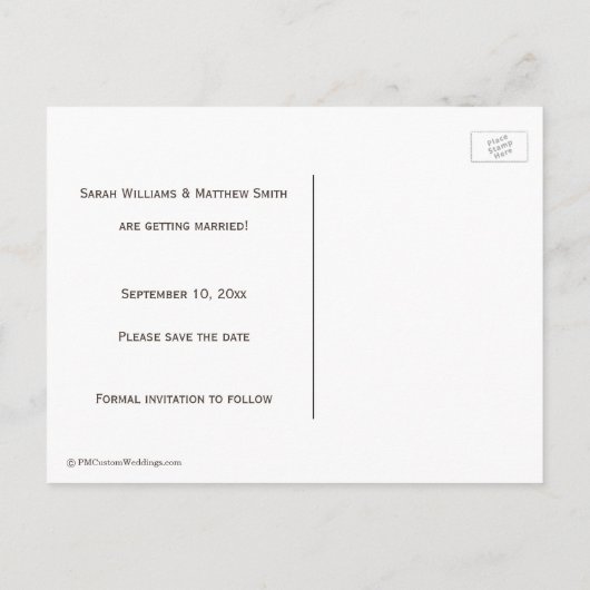 Mairytale Wedding Save the Date Postcard Ankündigungspostkarte (Rückseite)