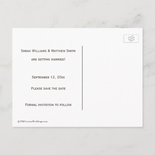 Mairytale Wedding Save the Date Postcard Ankündigungspostkarte (Rückseite)