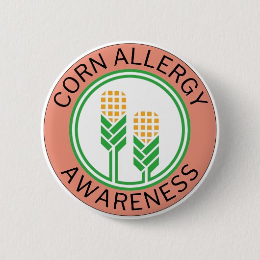 Mais-Allergie-Bewusstsein Pfirsich-Logo Button (Vorderseite)