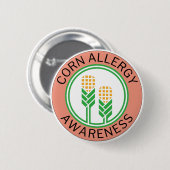 Mais-Allergie-Bewusstsein Pfirsich-Logo Button (Vorne & Hinten)