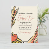 Mais, Apfel und Weizen ernten Erntedank Abendessen Einladung (Stehend Vorderseite)