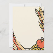 Mais, Apfel und Weizen ernten Erntedank Abendessen Einladung (Rückseite)