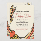 Mais, Apfel und Weizen ernten Erntedank Abendessen Einladung (Vorne/Hinten)