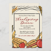 Mais, Äpfel und Weizenernte Erntedank Abendessen Einladung (Vorne/Hinten)