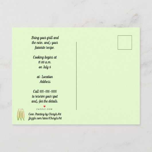 Mais auf Cob Corn Cook Off Einladung Postkarten (Rückseite)