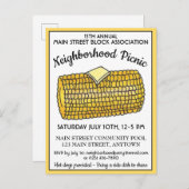 Mais auf dem Cob Wiedersehen Picnic Cookout Block- Einladungspostkarte (Vorne/Hinten)