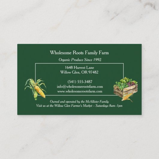 Mais auf dem Cobs Aquarell-Bauer-Markt Visitenkarte (Rückseite)