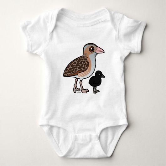 Mais Crake mit Baby Strampler (Vorderseite)