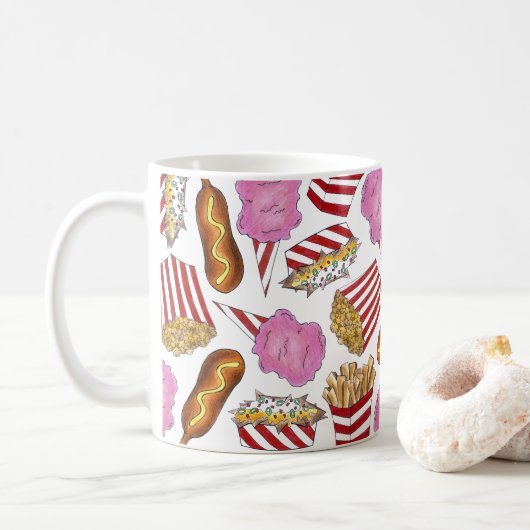 Mais Dog Popcorn Nacho Fries Cotton Candy Carnival Kaffeetasse (Mit Donut)