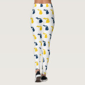 Mais-gelber und blauer Staat von Michigan-Muster Leggings (Rückseite)