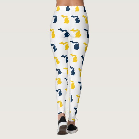 Mais-gelber und blauer Staat von Michigan-Muster Leggings (Rückseite)