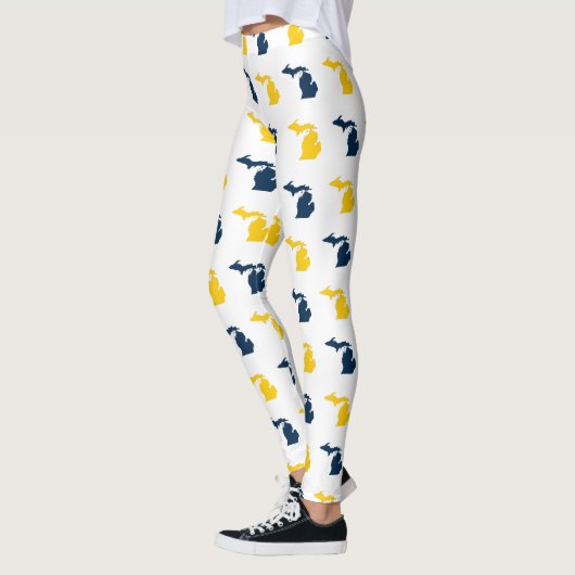 Mais-gelber und blauer Staat von Michigan-Muster Leggings (Links)