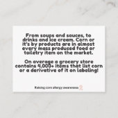 Mais ist in allem Allergiebewusstsein Begleitkarte (Rückseite)