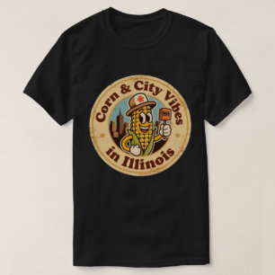 Mais Meets City_ Illinois Vintag Artwork T-Shirt