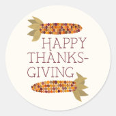 Mais oder indischer Mais Happy Thanksgiving Runder Aufkleber (Vorderseite)