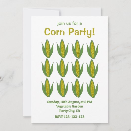 Mais Pflanze Mais Gemüsepflanze Mais Party Einladung (Vorderseite)