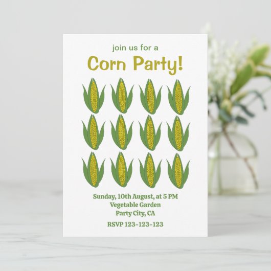 Mais Pflanze Mais Gemüsepflanze Mais Party Einladung (Stehend Vorderseite)