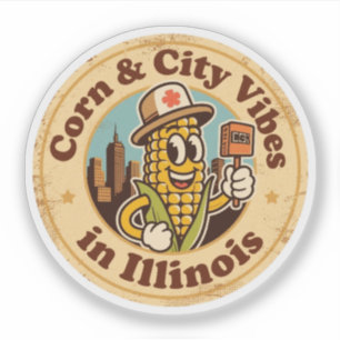 Mais trifft Stadt_ Illinois Vintage-Kunstwerk Aufkleber