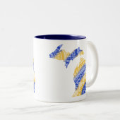 Mais und Blau von Michigan Mandala Zweifarbige Tasse (VorderseiteRechts)