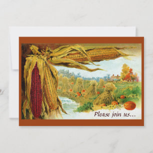 Mais und Kürbisse vintage Thanksgiving Einladung