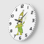 Mais-Zauberer-Charakter mit Zauberstab Große Wanduhr (Winkel)