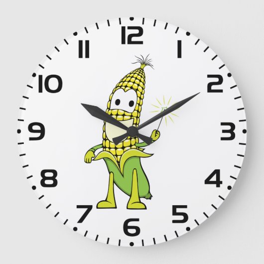 Mais-Zauberer-Charakter mit Zauberstab Große Wanduhr (Vorderseite)