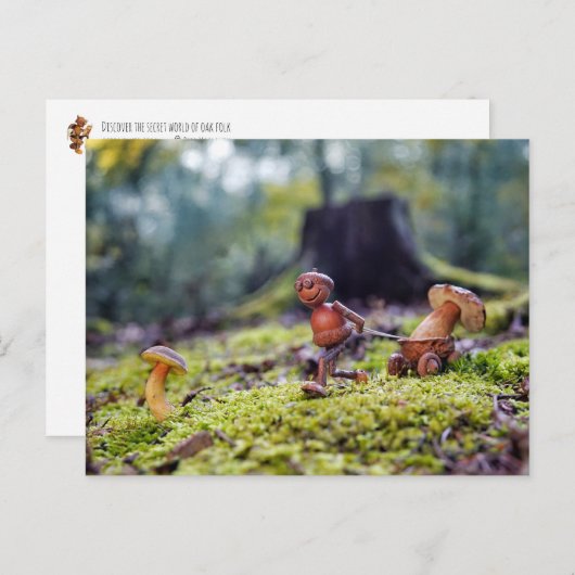 Maiself mit einem Pilz in einem kleinen Wagen Postkarte (Vorne/Hinten)