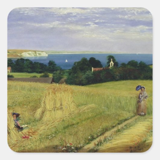 Maisfeld auf der Isle of Wight Quadratischer Aufkleber (Vorderseite)