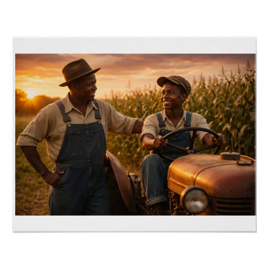 Maisfeld bei Sonnenuntergang Poster (Vorderseite)