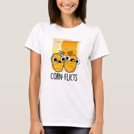 Maisflicts Funny Corn Flakes Pun T-Shirt (Vorderseite)