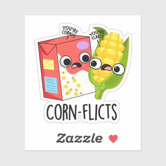 Maisflicts Funny Cornflake Corn Pun Aufkleber (Blatt)
