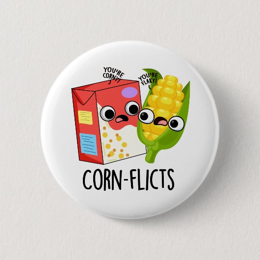 Maisflicts Funny Cornflake Corn Pun Button (Vorderseite)