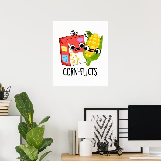 Maisflicts Funny Cornflake Corn Pun Poster (Heimbüro)